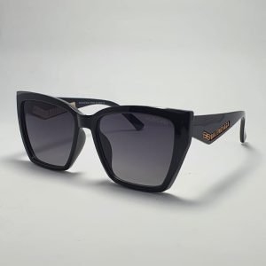 ASS-045 – Unisex Oversized Square Sunglasses – Black With Gold Accents Frame