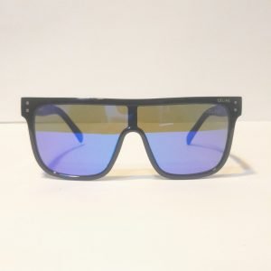 ASS-001 – Unisex Shield Style Sunglasses – Black Frame / Light Blue Lens