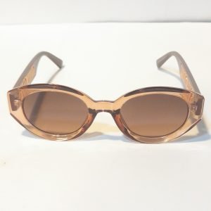 ASS-013 – Female Oval Sunglasses – Rose Gold with Brown Frame