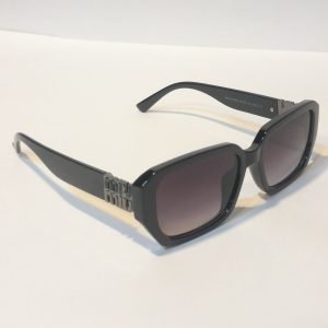 ASS-014 – Unisex Wrap Square Sunglasses – Black with Gloss Black Accents Frame