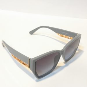 ASS-017 – Female Wrap Square Sunglasses – Grey with Gold Accents Frame