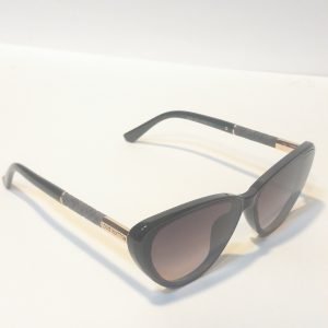 ASS-019 – Female Cateye Square Sunglasses – Black with Gold Design Accents Frame