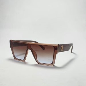 ASS-021 – Unisex Oversized Square Sunglasses – Brown with Gold Accents Frame