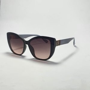 ASS-022 – Female Cateye Square Sunglasses – Black with Gold Accents Frame