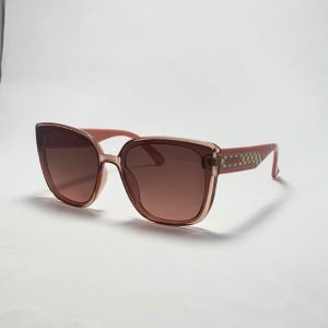 ASS-024 – Female Wrap Square Sunglasses – Rose Gold with Textured design Accents Frame
