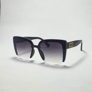 ASS-026 – Unisex Semi-Rimless Square Sunglasses – black with Gold Frame