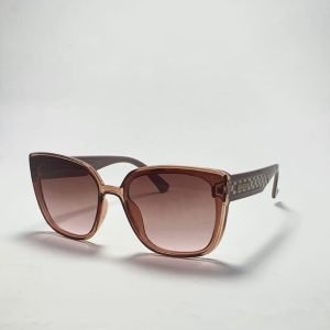 ASS-030 – Female Wrap Square Sunglasses – Rose Gold with Brown Textured design Frame