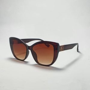 ASS-031 – Female Cateye Square Sunglasses – Dark Brown with Gold Accents Frame