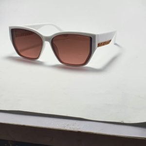 ASS-032 – Unisex Wrap Square Sunglasses – White with Gold And Red Accents Frame