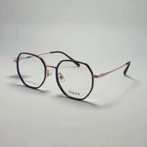 AS-065 – Hexagonal Eyeglasses – Black And Gold Frame