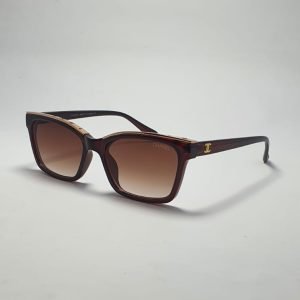 ASS-039 – Unisex Wayfarer Sunglasses – Brown with Gold Accents Frame