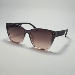 ASS-040 – Unisex Retro Square Sunglasses – Shaded And Textured Grey with Gold Accents Frame
