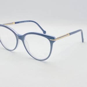 AS-008 – female Round Eyeglasses - Light Blue with Gold Metallic Frame