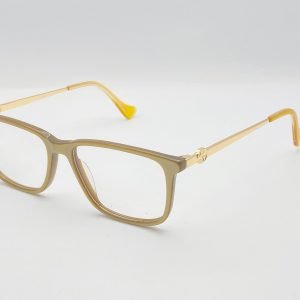 AS-009 – female Retro Square Eyeglasses - Dual Shades of Gold with Gold Metallic Frame