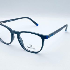 AS-014 – Unisex Retro Square Eyeglasses - Black With Blue Accent
