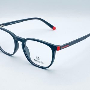 AS-015 – Unisex Retro Square Eyeglasses - Black With Red Accent