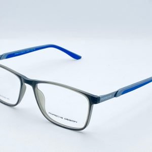 AS-017 – Unisex Rectangular Eyeglasses – Black and Grey with Blue Accent