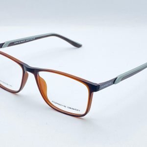 AS-018 – Unisex Rectangular Eyeglasses – Multi Shades of Grey with Orange Accent