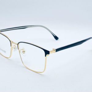 AS-020 – Men's Half-Rim Eyeglasses – Gold and Black Frame