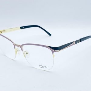 AS-021 – Unisex Half-Rim Eyeglasses – Purple and Black Frame with Gold Accent