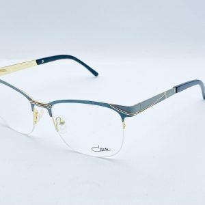 AS-023 – Unisex Half-Rim Eyeglasses – Blue with Gold Accent Frame