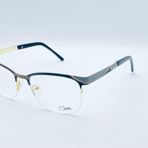 AS-024 – Unisex Half-Rim Eyeglasses – Black And Blue Frame with Gold Accent