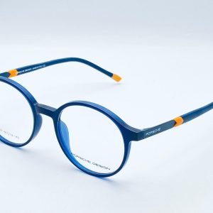 AS-035 – Unisex Round Eyeglasses – Blue Frame With Orange Accents