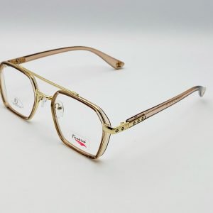 AS-036 – Unisex Polygon Eyeglasses – Gold With Rose Gold Metallic Frame