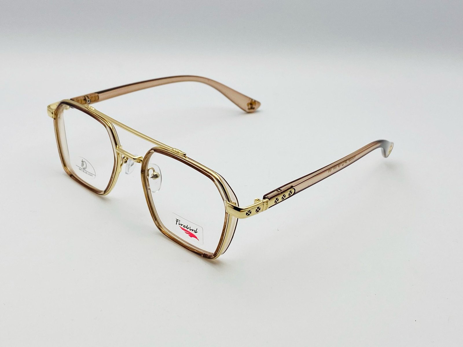 AS-036 – Unisex Polygon Eyeglasses – Gold With Rose Gold Metallic Frame