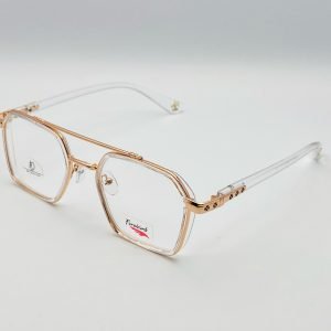 AS-039 – Unisex Polygon Eyeglasses – Rose Gold And White Frame