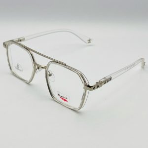 AS-040 – Unisex Polygon Eyeglasses – Silver And White Frame
