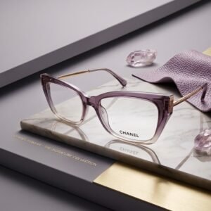 Chanel Transparent Mauve & Gold Eyeglasses Frame