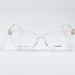 CHANEL Clear Transparent Gold Rectangular Eyeglasses Frame for Women