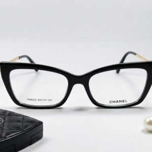 Chanel Black & Gold Full Rim Cat-Eye Eyeglasses Frame for Women