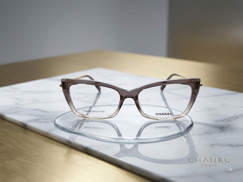 Chanel Transparent Mauve & Gold Eyeglasses Frame - Image 3