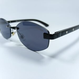 Premium Rimless Blue Sunglasses – Black & Gold Luxury Frame
