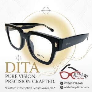 DITA Bold Square Acetate Optical Glasses – Glossy Black & Gold