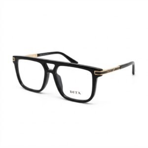 DITA Glossy Black & Gold Flat-Top Square Eyeglasses Frame
