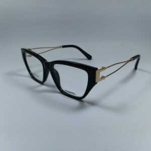 Chanel Black & Gold Cutout-Temple Cat-Eye Optical Frame